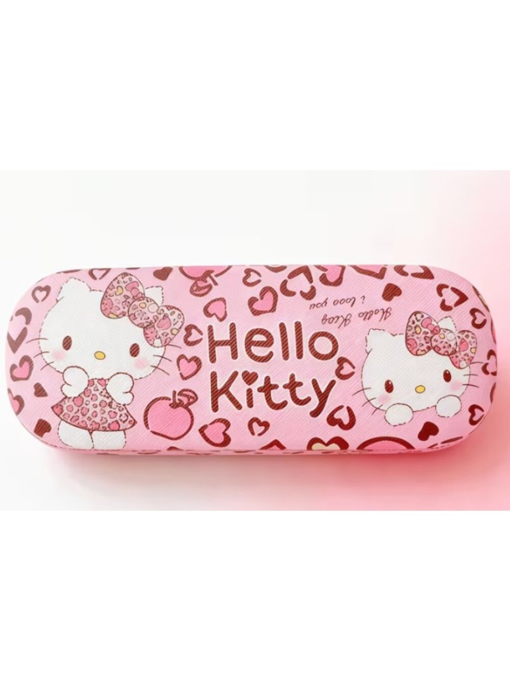 Hello Kitty Pink Leopard Glasses Case Hard Shell Eyeglass Holder Cute Travel